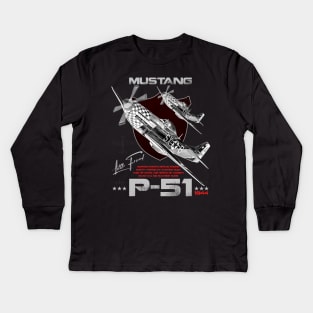 P51 Mustang WW2 Fighter Aircraft Kids Long Sleeve T-Shirt